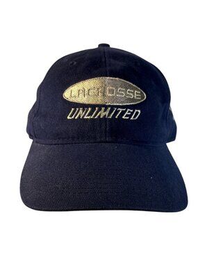 Lacrosse Unlimited Hat Navy Blue Adjustable Baseball Cap With Embroidered Logos